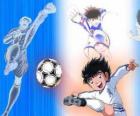 Kaleci olarak oynayan futbolcu Tsubasa Ozora ve arkadaşı Genzo Wakabayashi